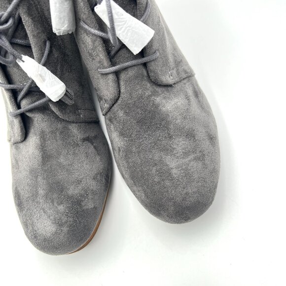 11W 11 WIDE WIDTH Dr Scholls Dakota Gray Microsuede Wedge Ankle Boots Shoes - Picture 5 of 13